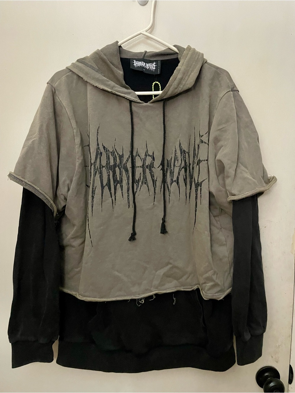 Dolls Kill Darker Wavs black and grey hoodie size small new w/ tags